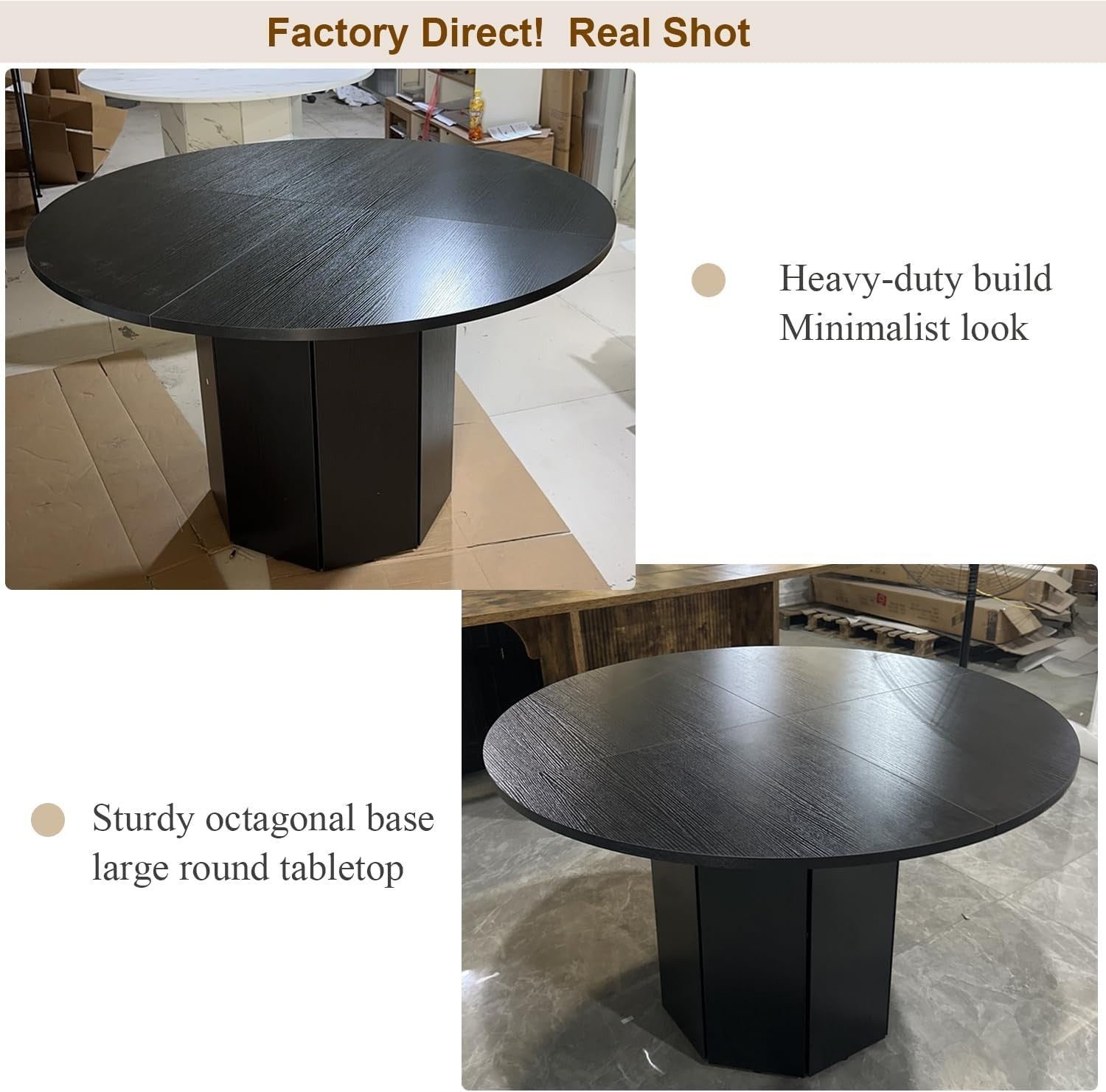 Black Oak Marble Dining Table 4-6 Seater Modern Kitchen 120cm