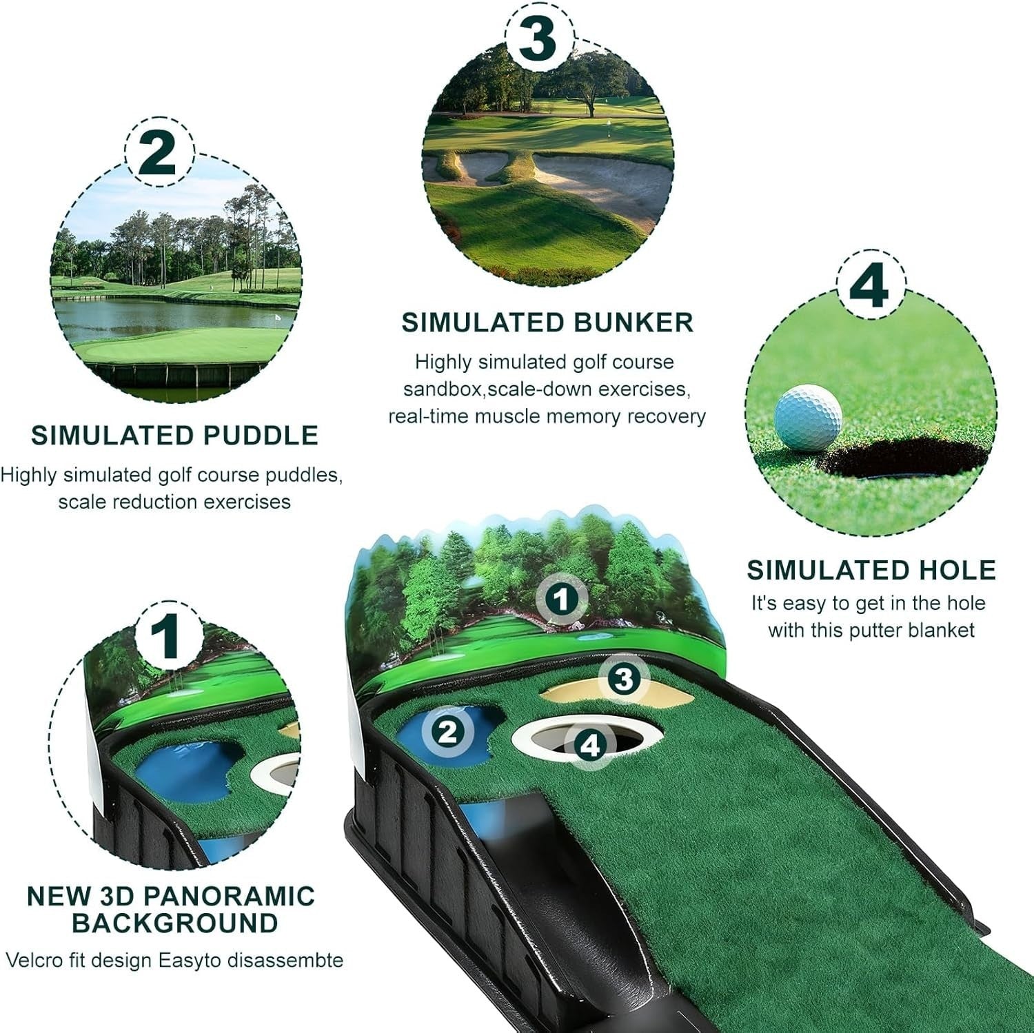 Golf Putting Mat Auto Ball Return Indoor Outdoor Practice Green Trainer