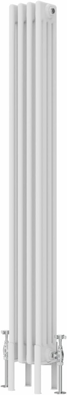 White Quadruple Column Vertical Radiator 1500x200mm Bathroom Kitchen