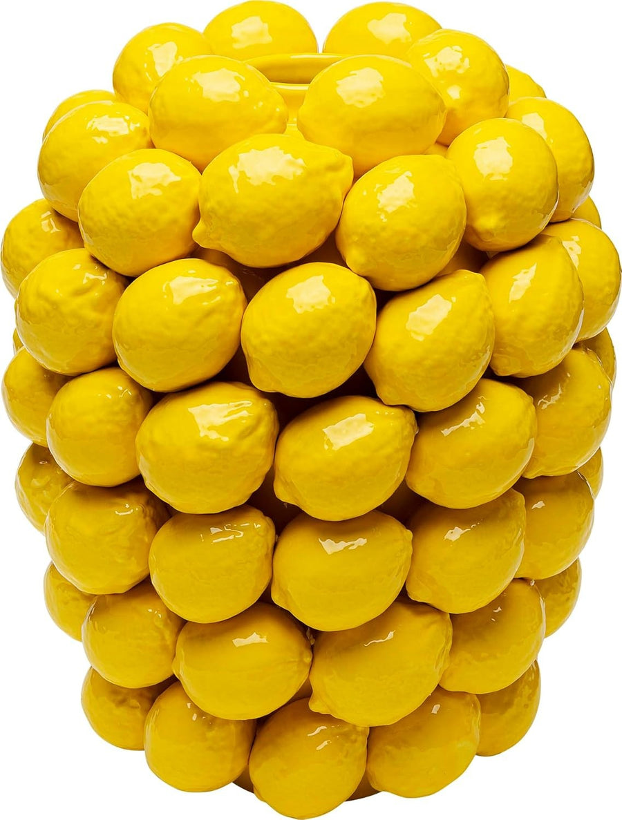Large Yellow Lemon Ceramic Vase 40cm Modern Statement Table Home Decor
