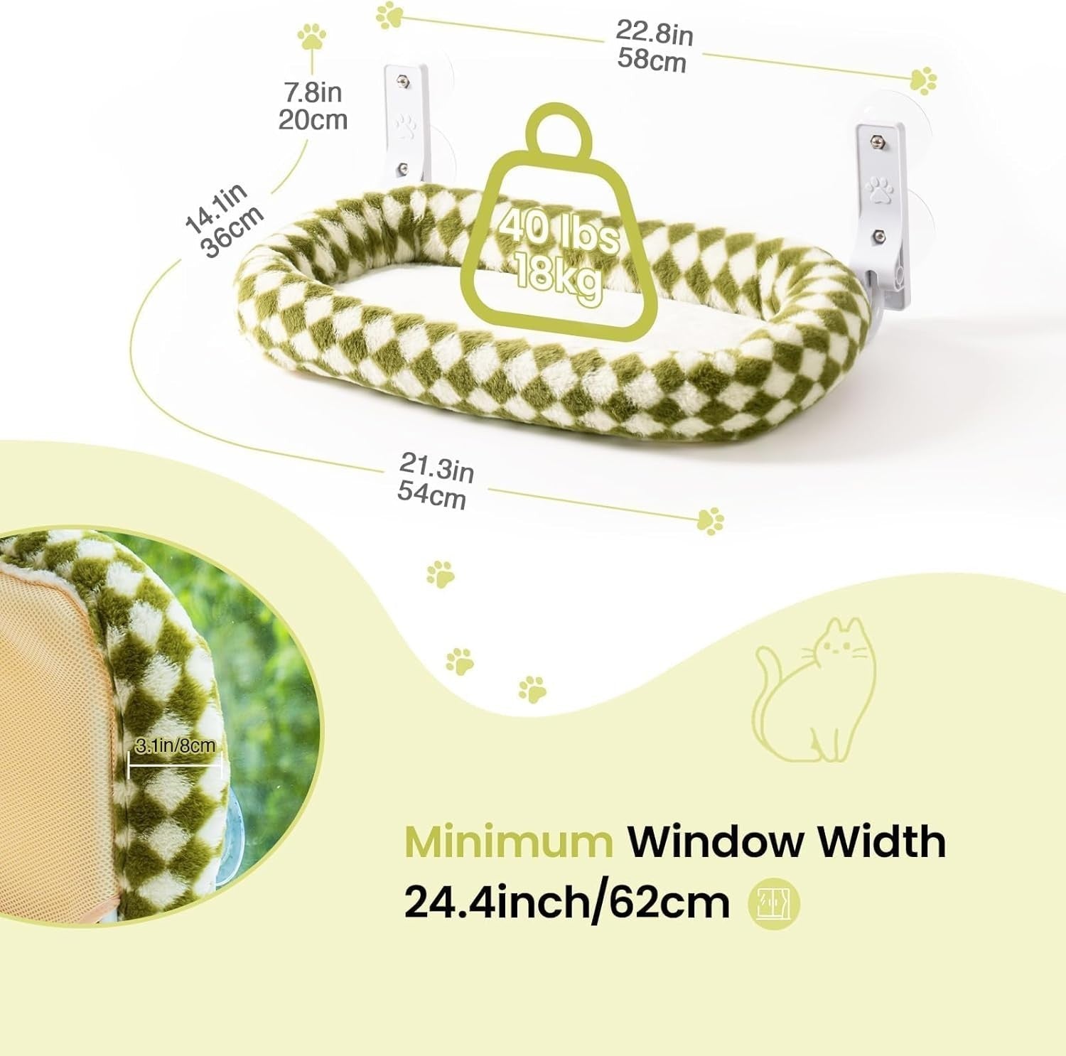 Plush Cat Window Hammock Foldable Perch Bed Large Sturdy 18kg