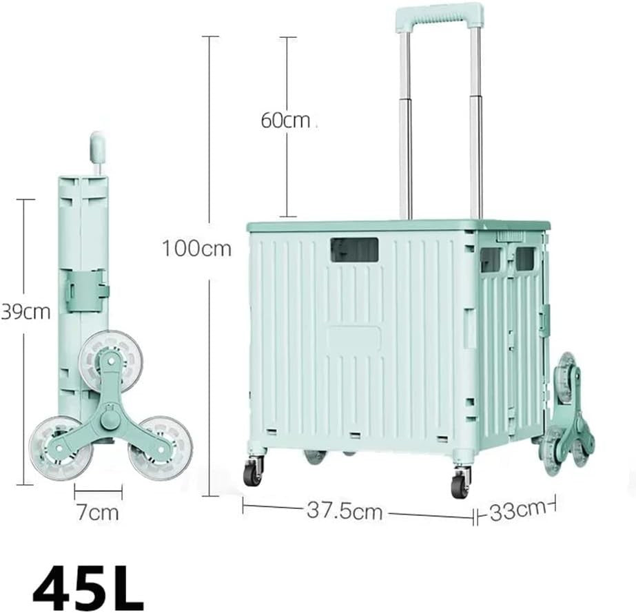 Green Foldable 8-Wheel Stair Climber Cart Lightweight Portable Rolling Trolley