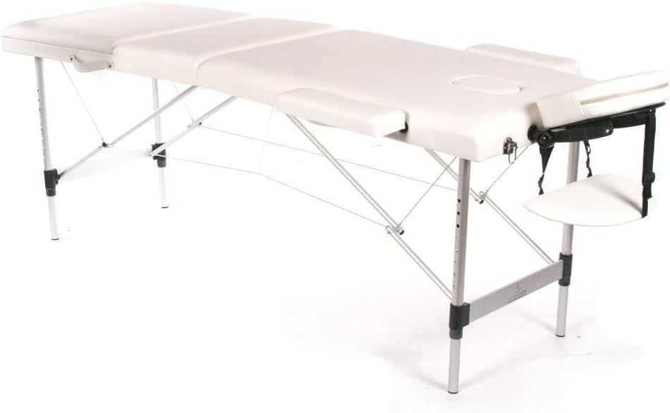Portable Massage Table Foldable 3-Section Beauty Therapy Tattoo Bed White