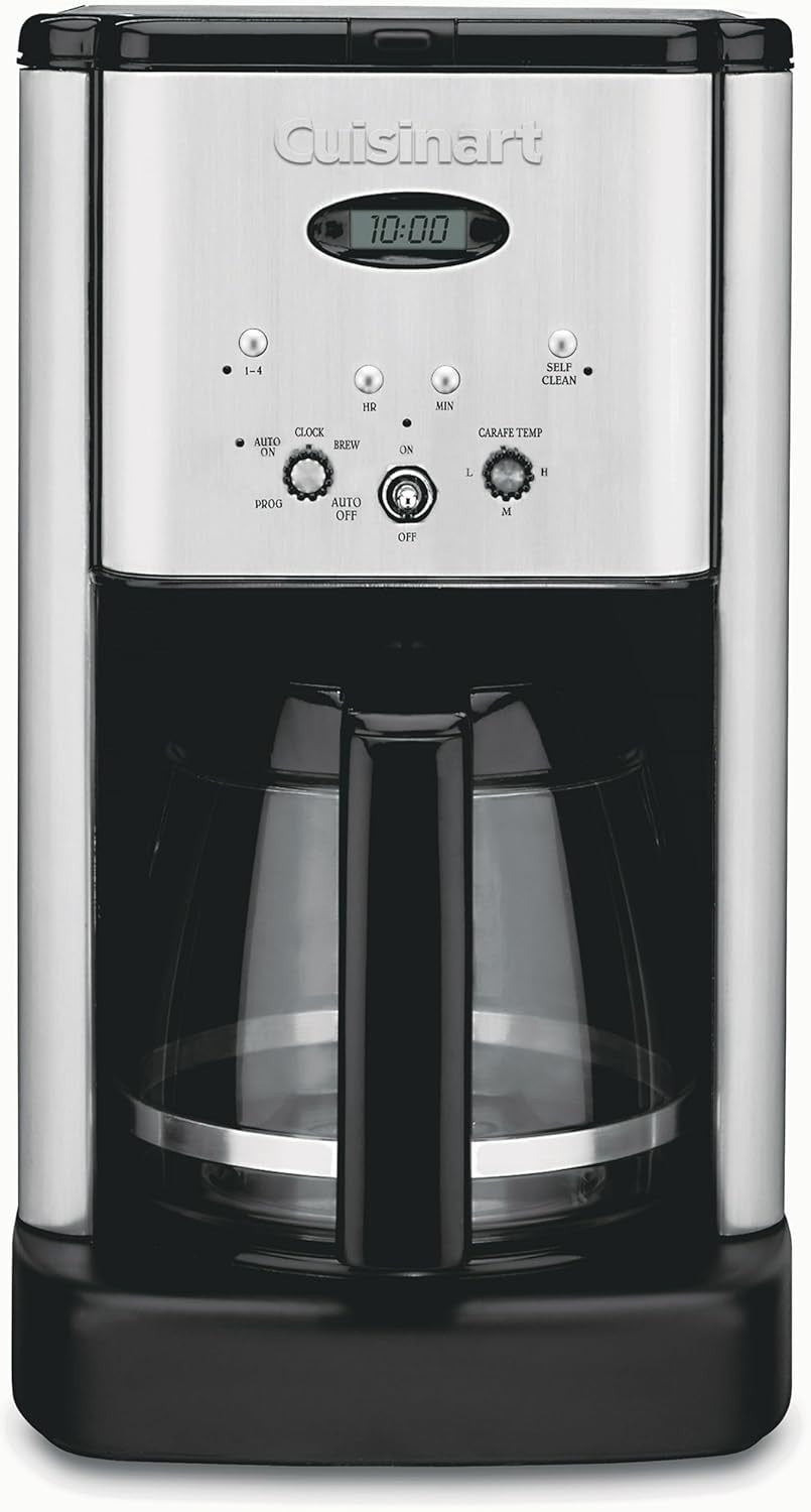12 Cup Programmable Coffee Maker Glass Carafe Auto Shutoff Chrome Drip Machine