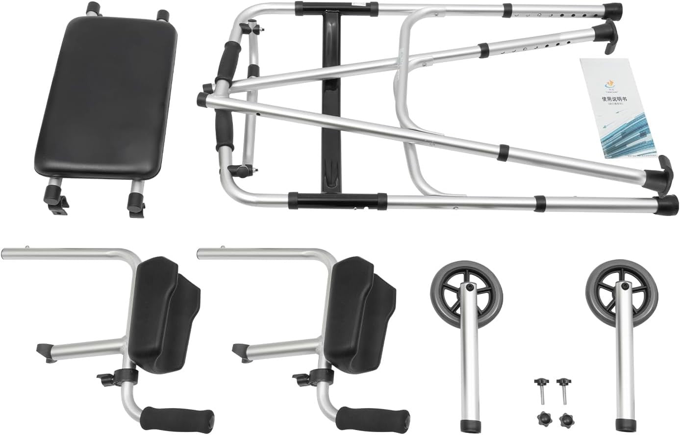 Upright Walker Rollator Folding Seat 2 Wheels Heavy Duty Indoor Outdoor