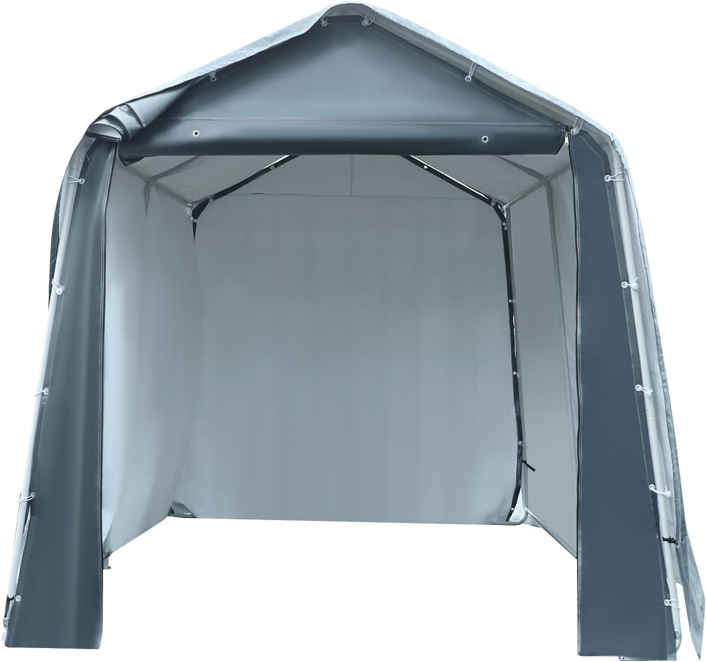 Outdoor Storage Tent 2.4x2.4m Waterproof PE Shelter with Steel Frame Grey