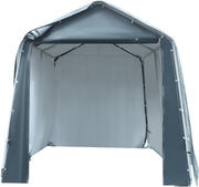 Outdoor Storage Tent 2.4x2.4m Waterproof PE Shelter with Steel Frame Grey