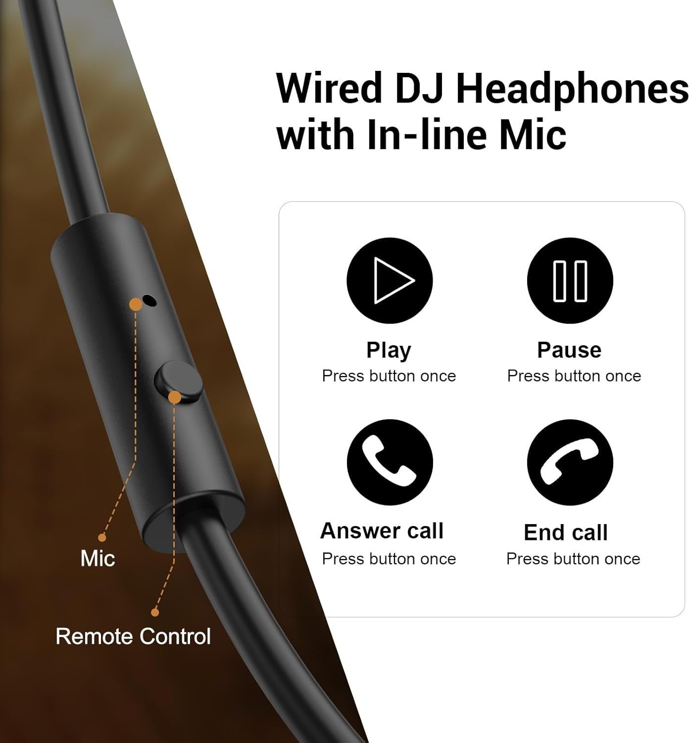 Studio Over Ear Headphones Hi-Fi Sound 50mm Drivers DJ Recording