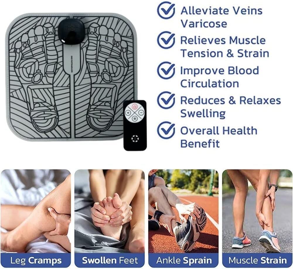 Portable Electric Foot Massager Mat Pad Remote Control Pain Relief