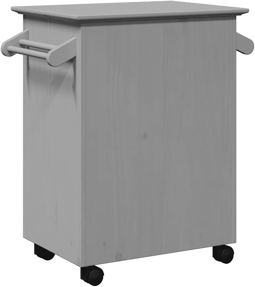 Grey Kitchen Trolley Cart w Drawer Cabinet Wheels