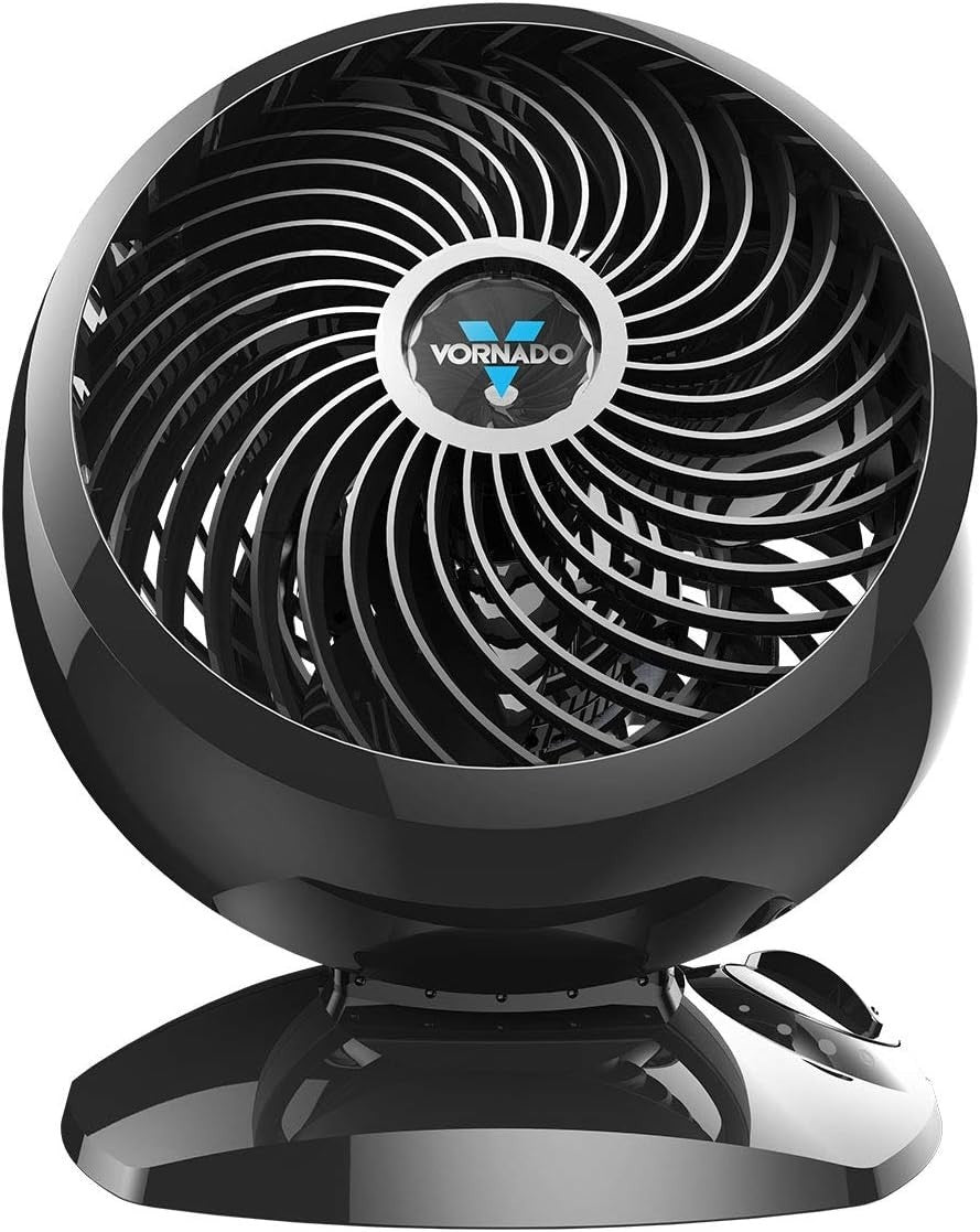 Black Table Fan – 3-Speed Quiet Air Circulator w/ Adjustable Tilt for Bedroom