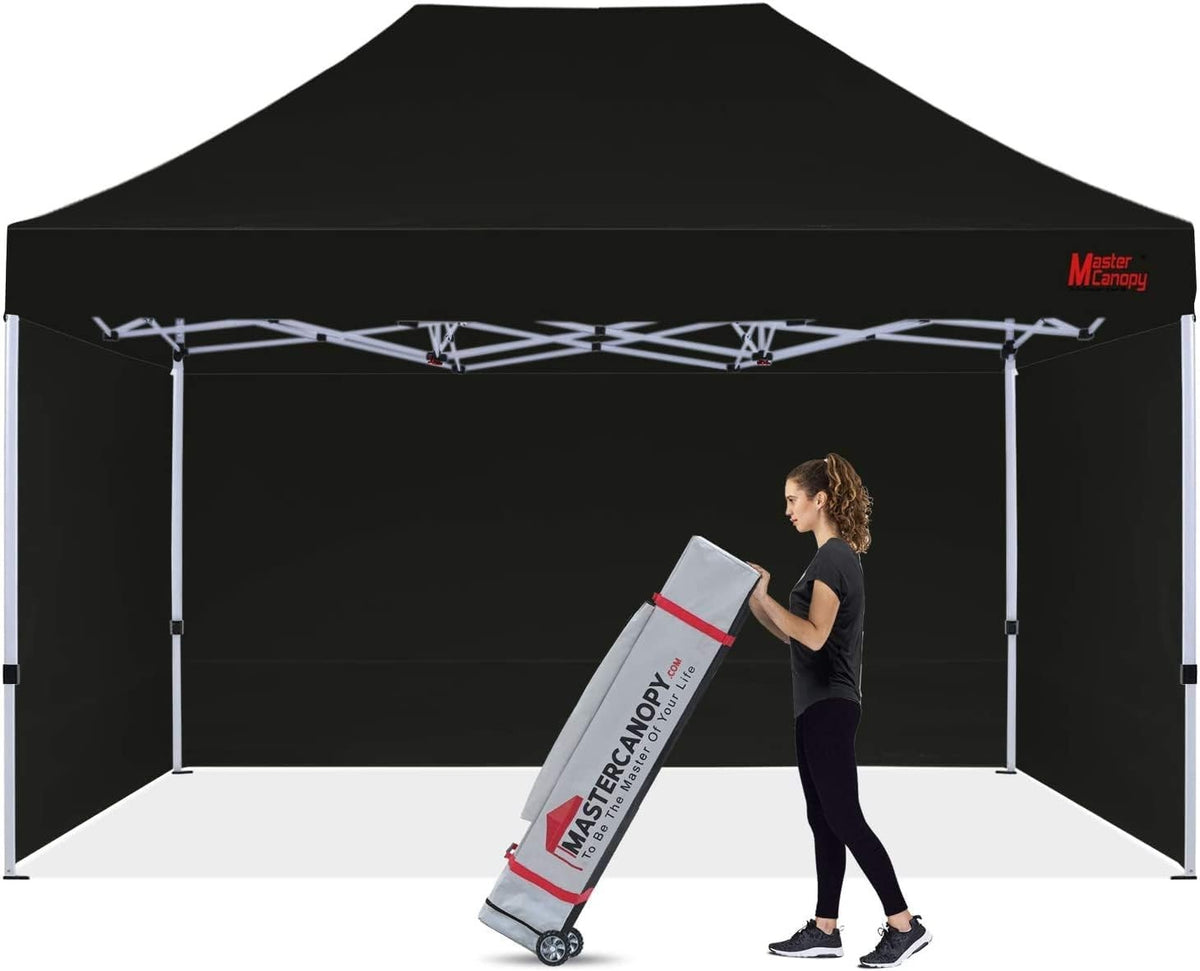 3x4.5M Black Pop Up Gazebo With Sidewalls Waterproof Garden Party Tent
