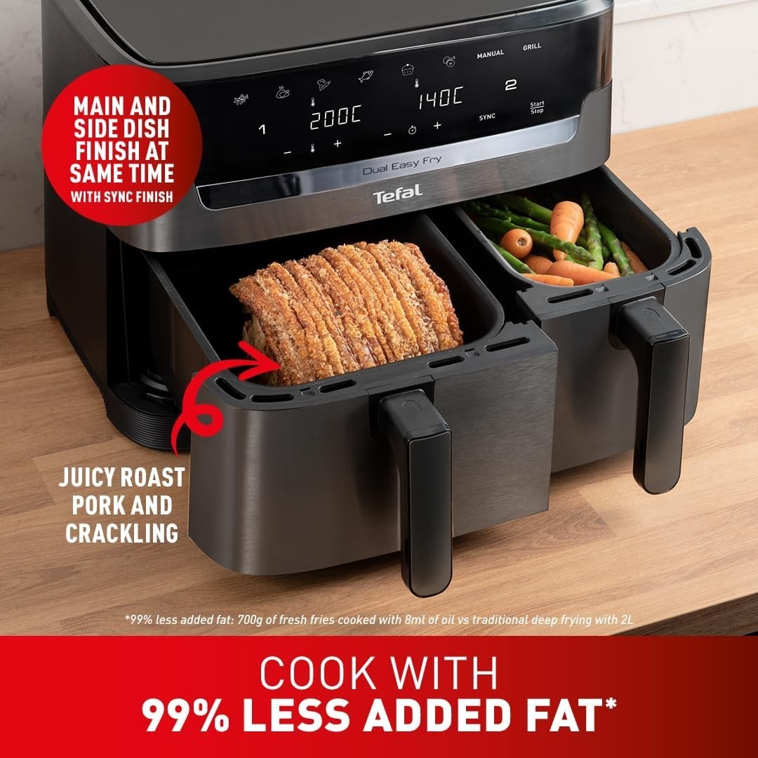 8.3 Dual Zone Air Fryer 2 Drawer Extra Crisp 8in1 Fast Healthy Cooking Dishwashr