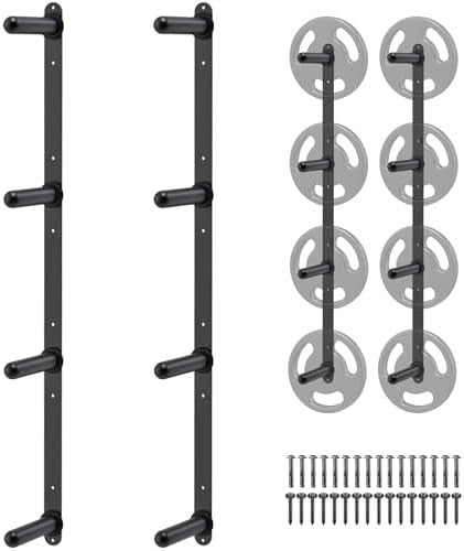 Black Wall-Mounted Weight Plate Rack 4 Hooks Home Gym Organizer 1000lb