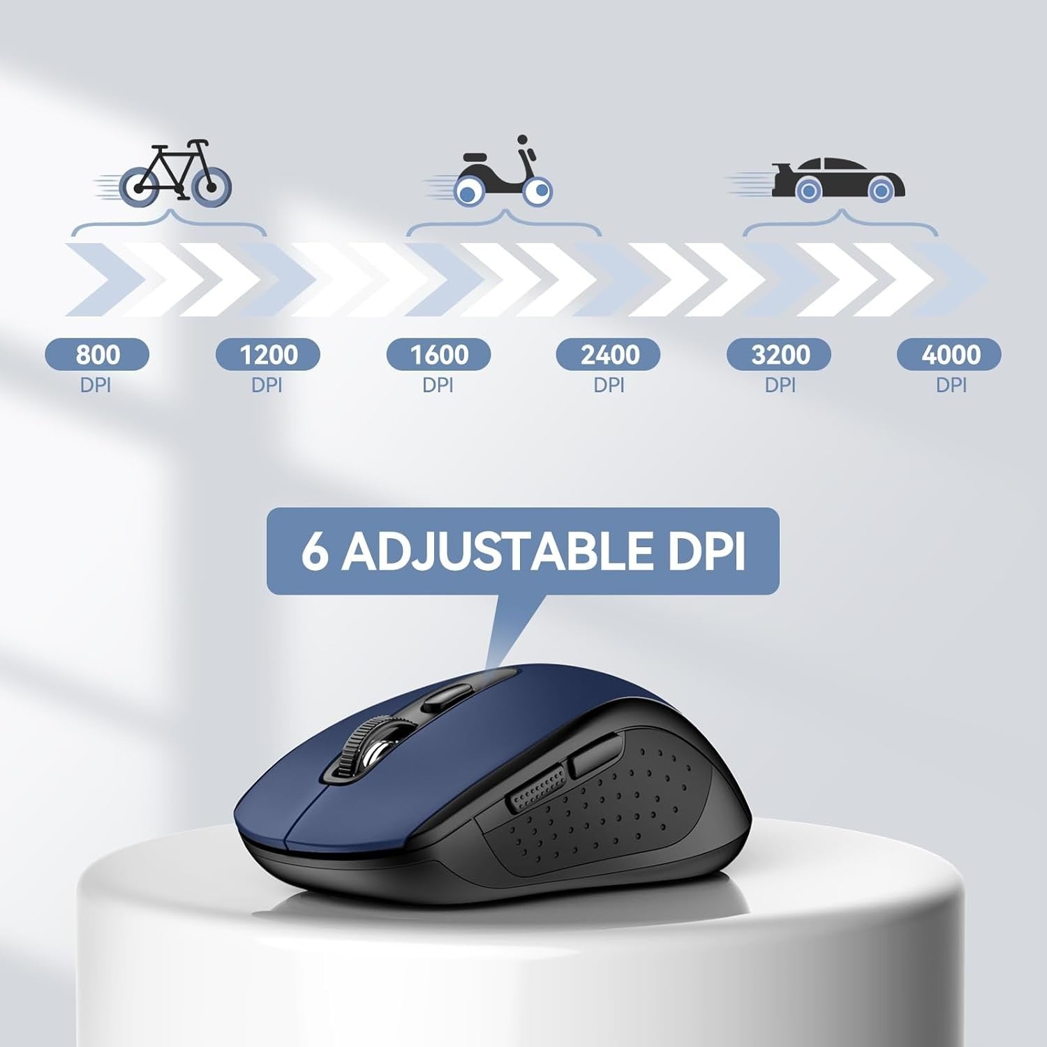 Wireless Bluetooth Mouse 4000 DPI Dual Mode Silent Click Long Battery Blue