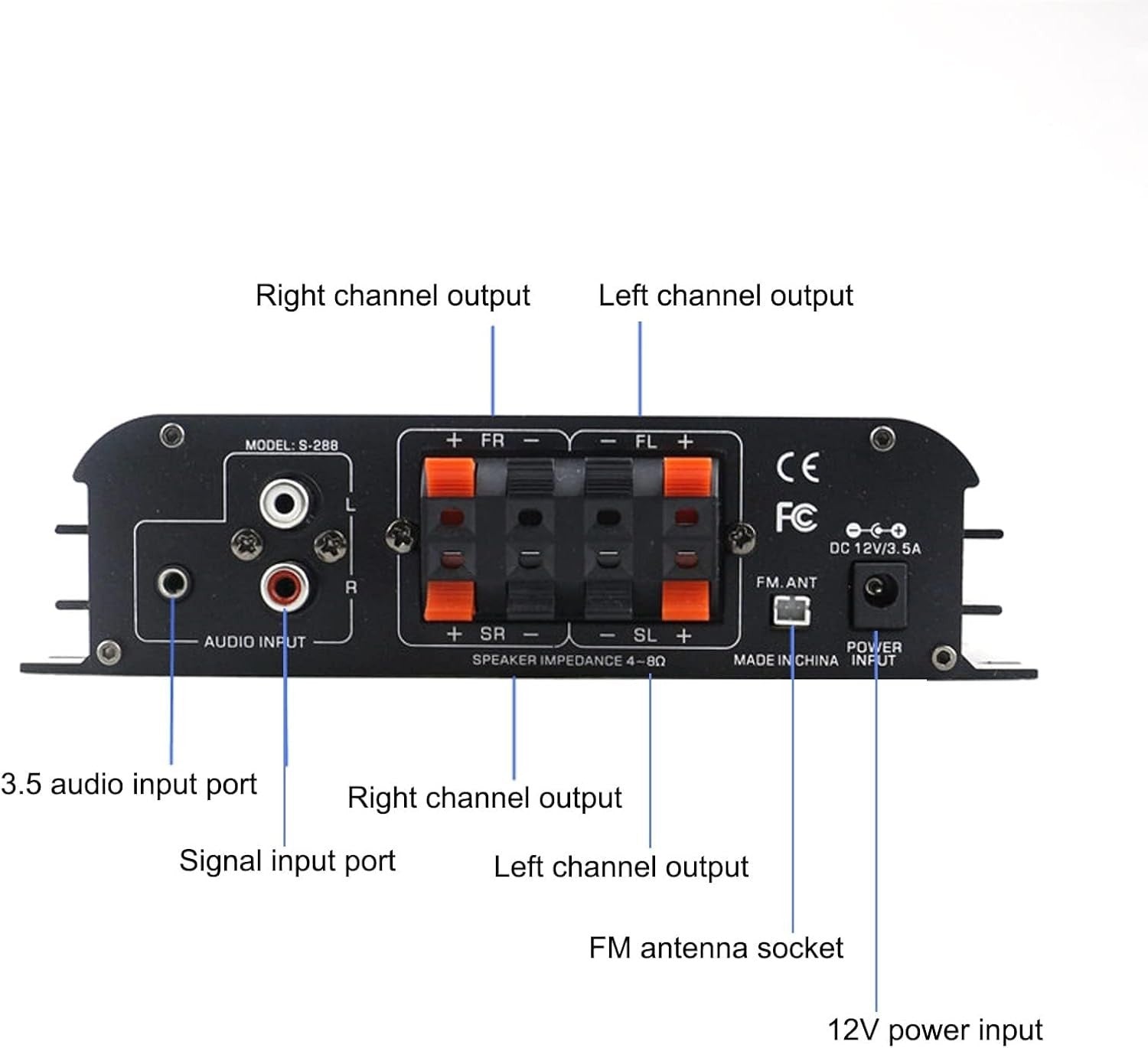 1200W 4 Channel Bluetooth 5.0 Stereo Amplifier HiFi USB FM