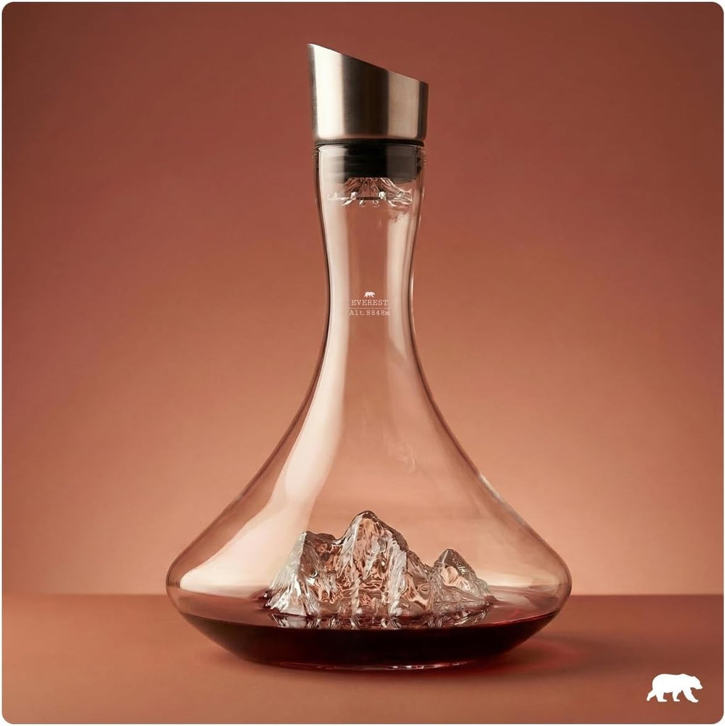 1.8L Crystal Wine Decanter with Mountain Base & 3-in-1 Aerator Stopper