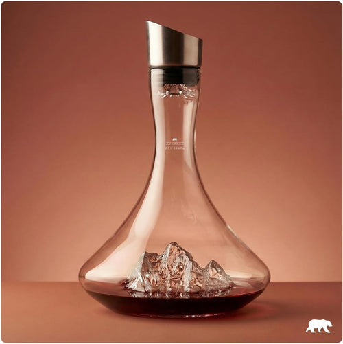 1.8L Crystal Wine Decanter with Mountain Base & 3-in-1 Aerator Stopper