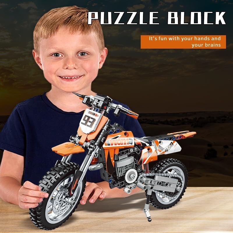 Motorcycle Racing Model Kit 434 pcs, STEM Building Set for Kids & Adults