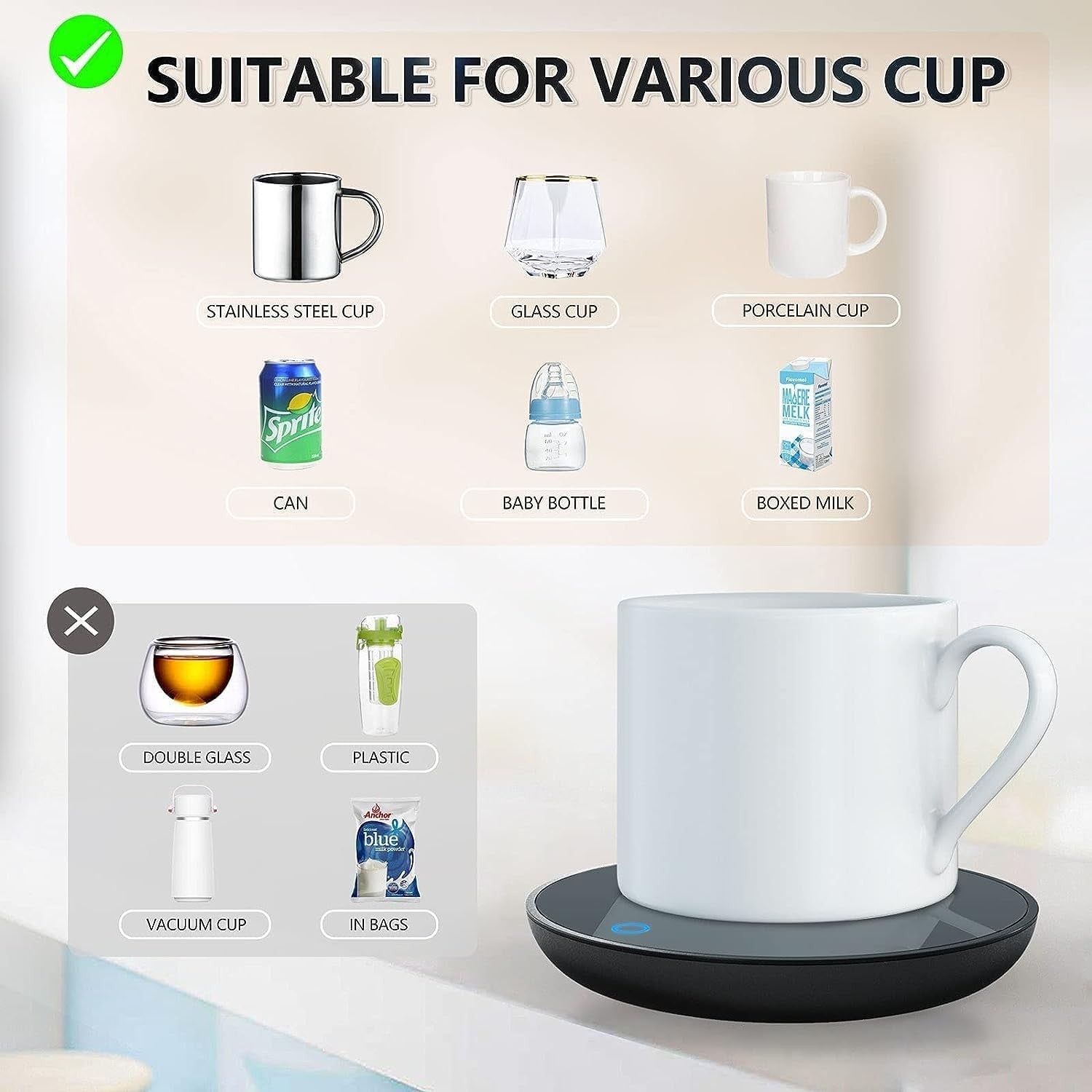 Smart Mug Warmer – Portable Coffee & Tea Warmer, Black