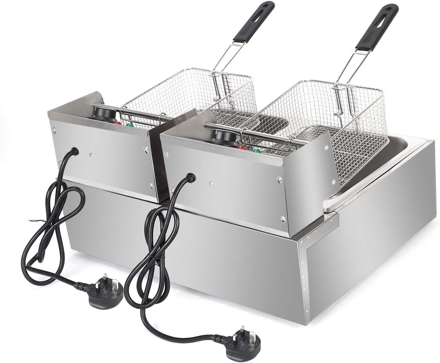 12L Electric Deep Fat Fryer 5000W Double Tank Commercial Chip Fryer