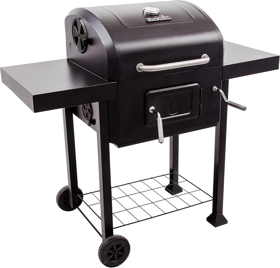 Outdoor Charcoal BBQ Grill with Side Shelf & Storage Rack | Adjustable Heat