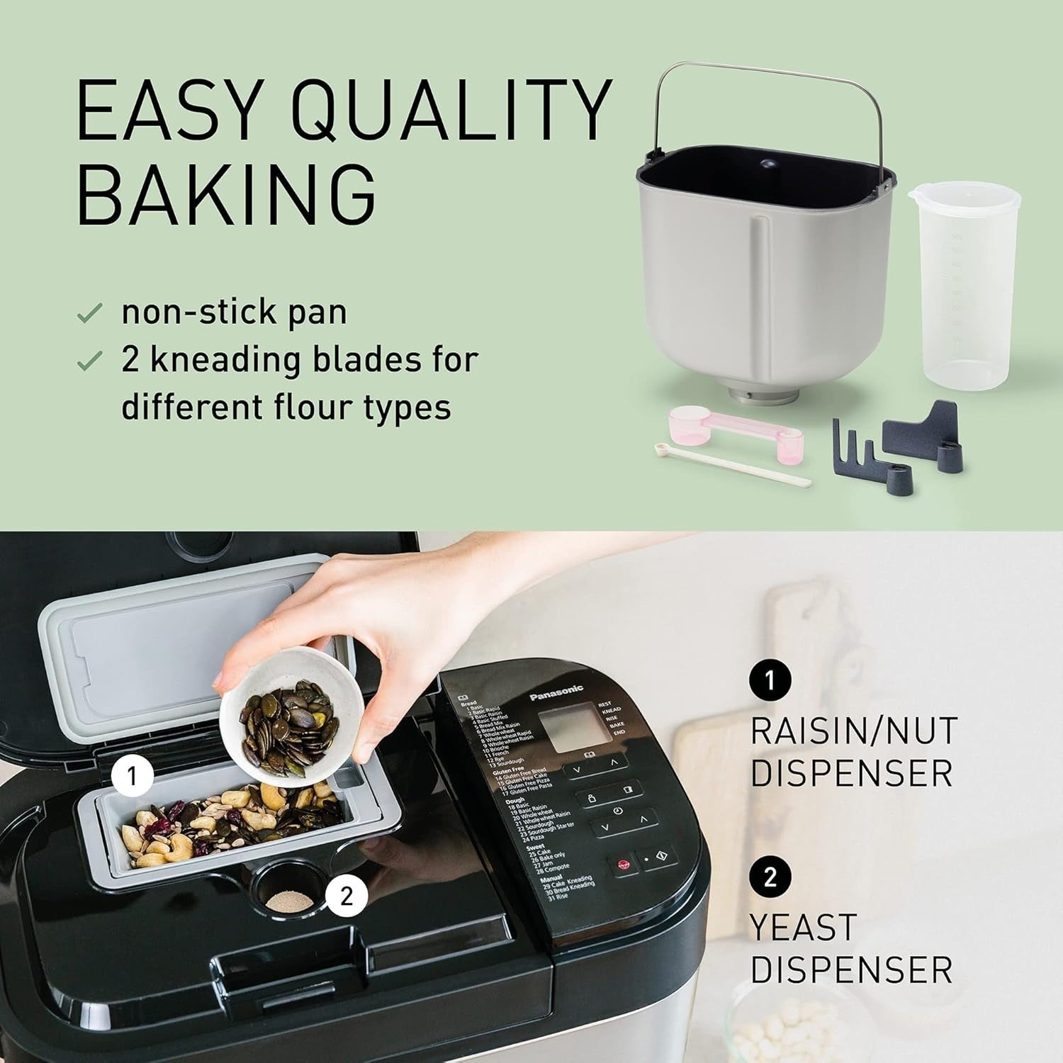 Fully Automatic Bread Maker 31 Programs Yeast Nut Dispenser Gluten-Free Silver