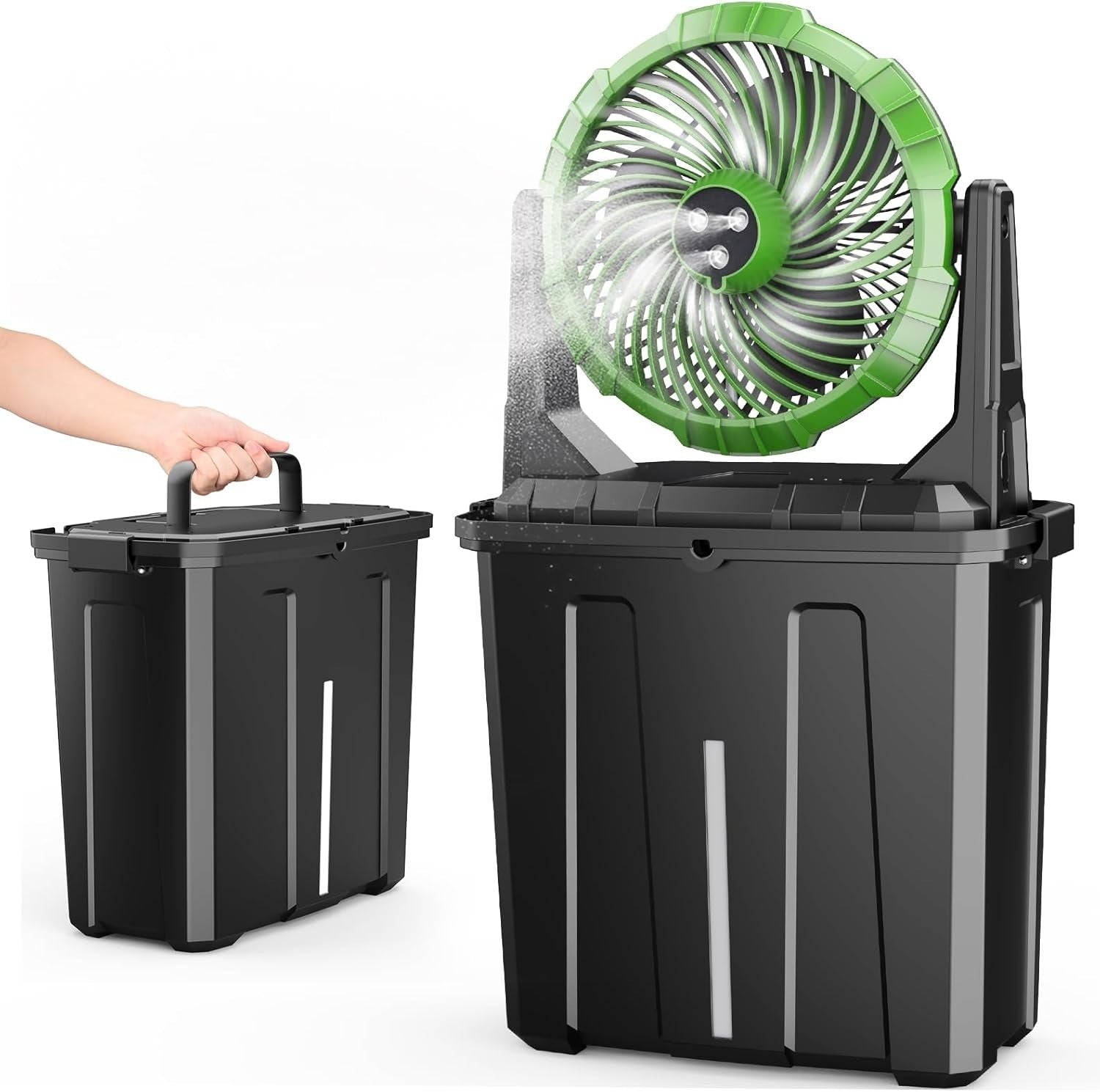 Portable Misting Fan – 9L Water Tank 20000mAh Rechargeable Outdoor Fan Green