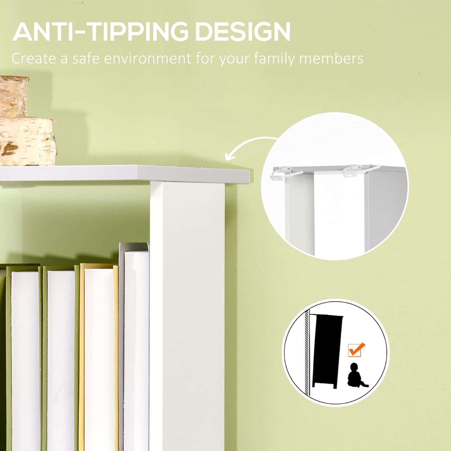Modern 5-Tier Bookcase Storage Unit with Open Shelves – White & Light Grey
