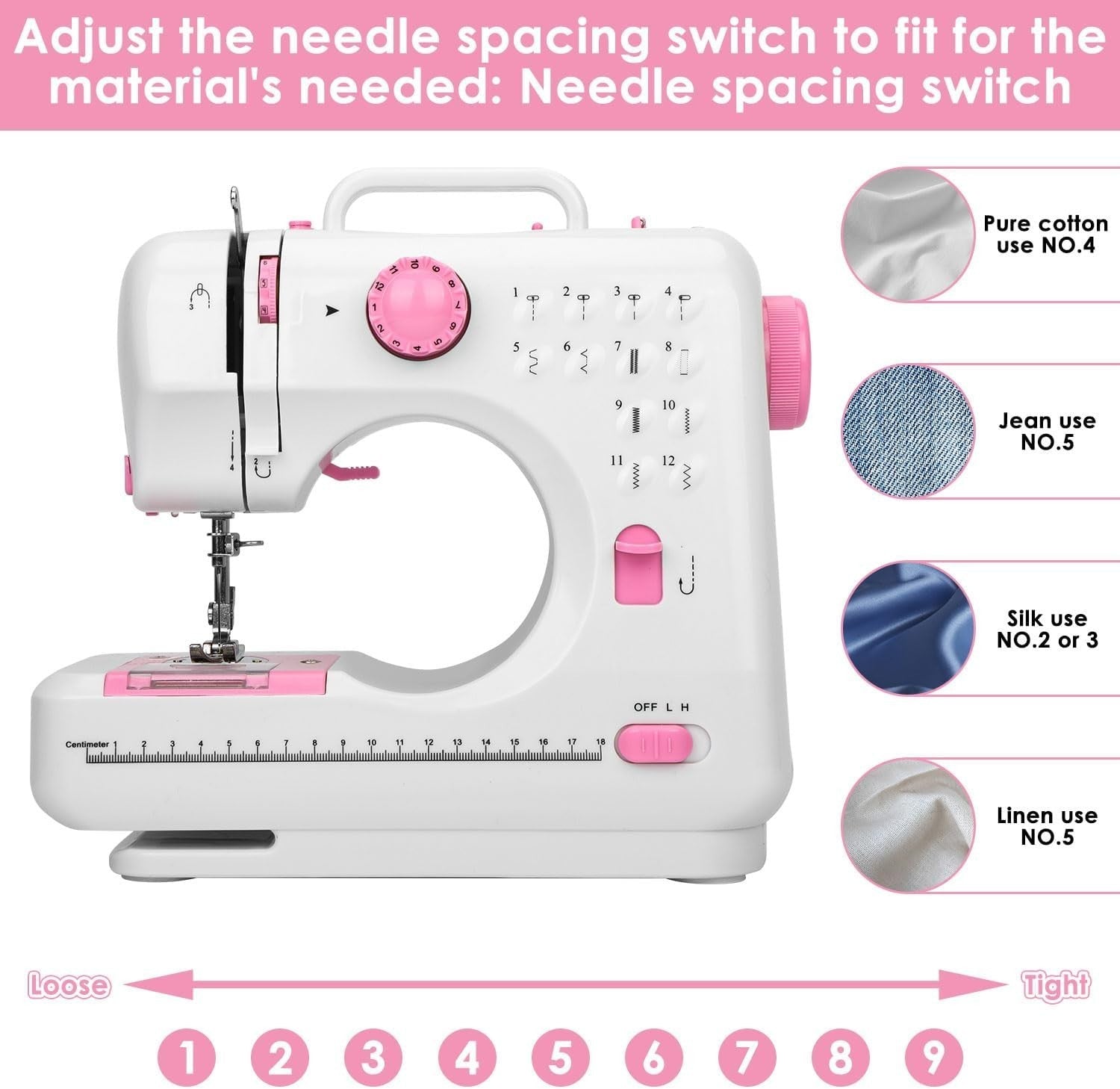 Pink Mini Sewing Machine 12 Stitch Foot Pedal UK Plug Beginner