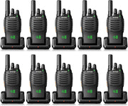 Walkie Talkies 10 Pack with Screen USB-C Rechargeable VOX License Free
