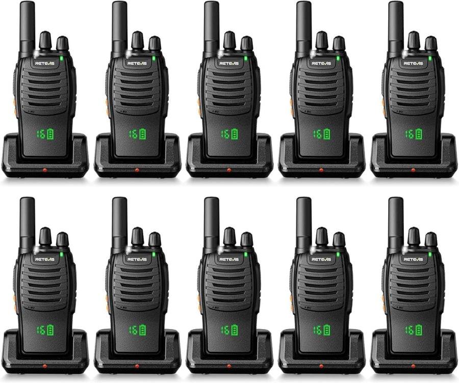 Walkie Talkies 10 Pack with Screen USB-C Rechargeable VOX License Free