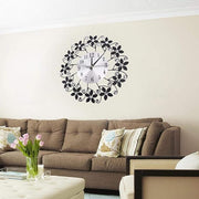 Round Metal Flower Wall Clock 37×37cm Silent Modern Decorative Home Decor