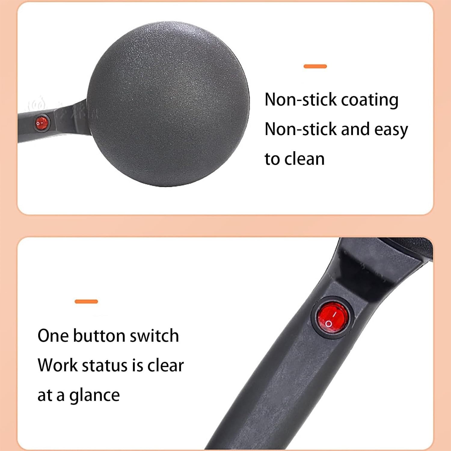 900W Electric Crepe Maker 20.5cm Nonstick Handheld Pancake Machine with Bowl