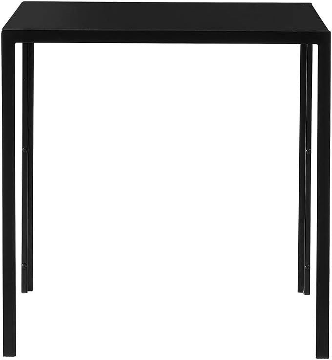 Modern Black Glass Dining Table 75cm Square Tempered Top Metal Legs Small Space
