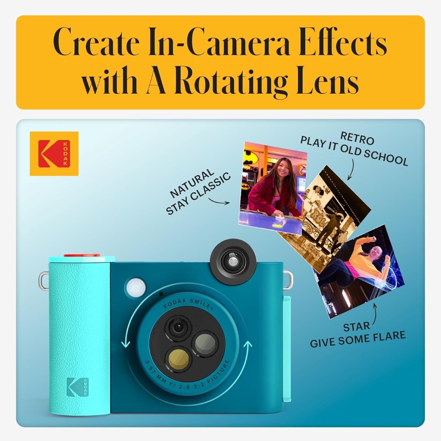 2-in-1 Digital Instant Camera Bluetooth Photo Printer 10MP Blue