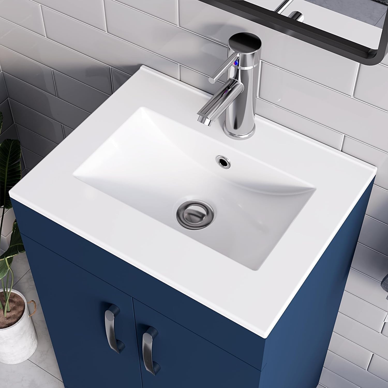 500mm Blue Bathroom Vanity Unit with Basin Under Sink Storage Cabinet Modern