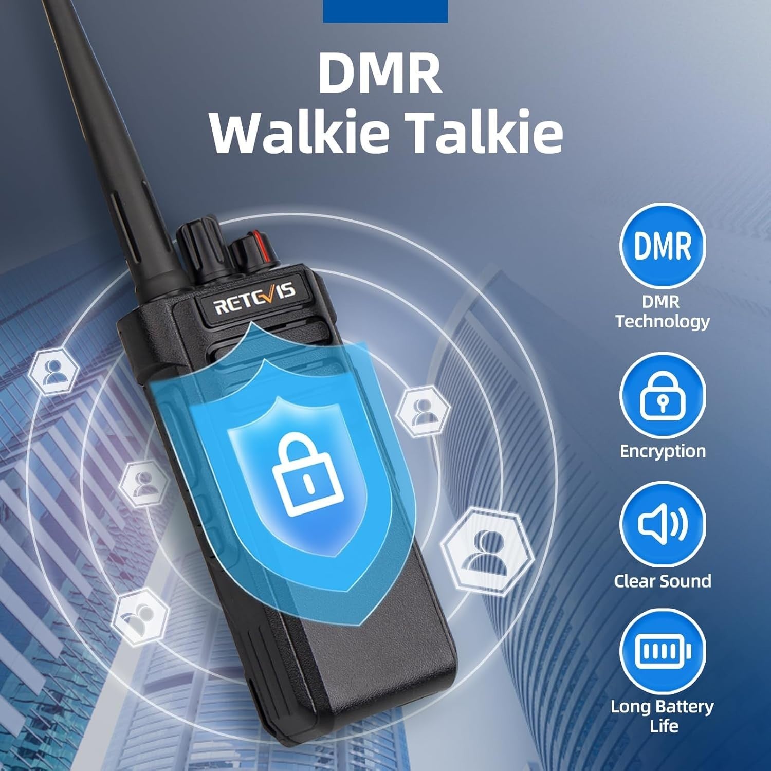 DMR Digital Walkie Talkies IP67 Waterproof Long Range Wireless Earpiece