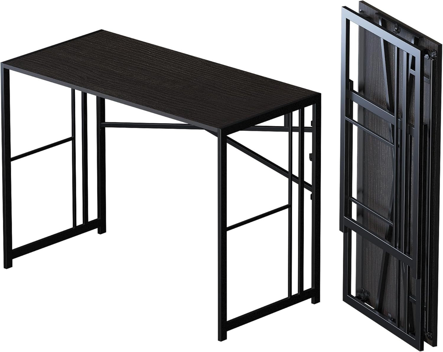 Folding Desk 103cm Black No Assembly Home Office Gaming Study Table
