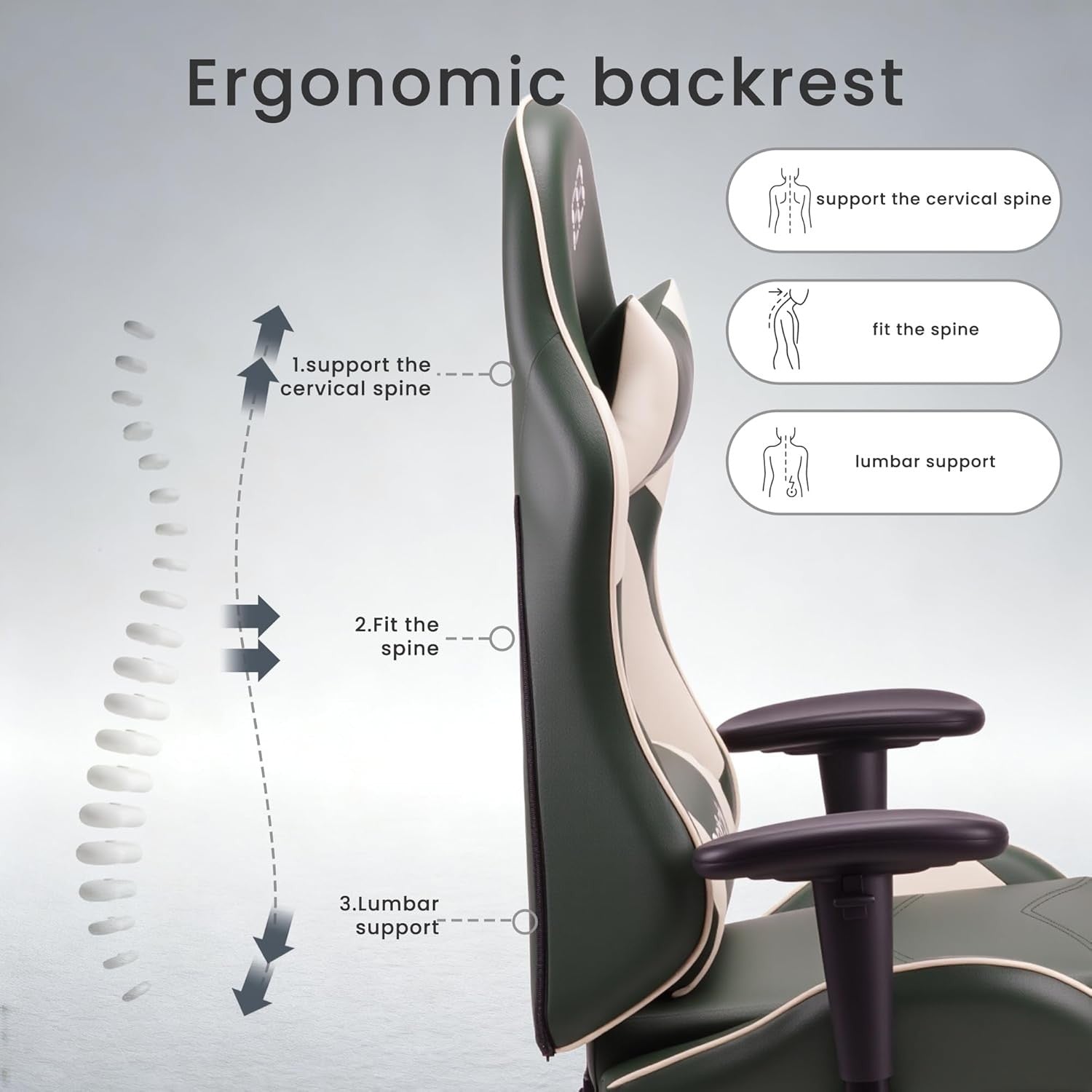 Ergonomic Gaming Chair Recliner w Footrest Lumbar Support PU