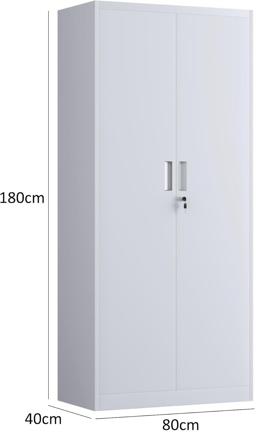 Tall Metal Storage Cabinet Lockable 4 Shelf Office Garage Pantry