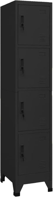 4 Door Black Metal Locker Cabinet Lockable Steel Storage Cupboard Office Gym