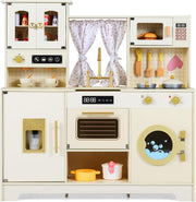 Wooden Kids Play Kitchen Coffee Maker Ice Dispenser Beige Toy