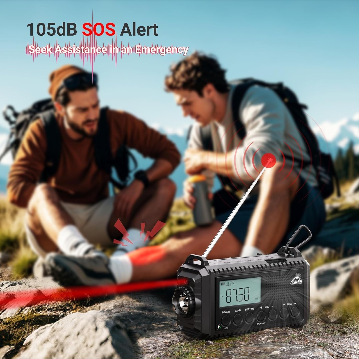 12000mAh Solar Hand Crank Emergency Radio AM/FM USB Phone Charger SOS