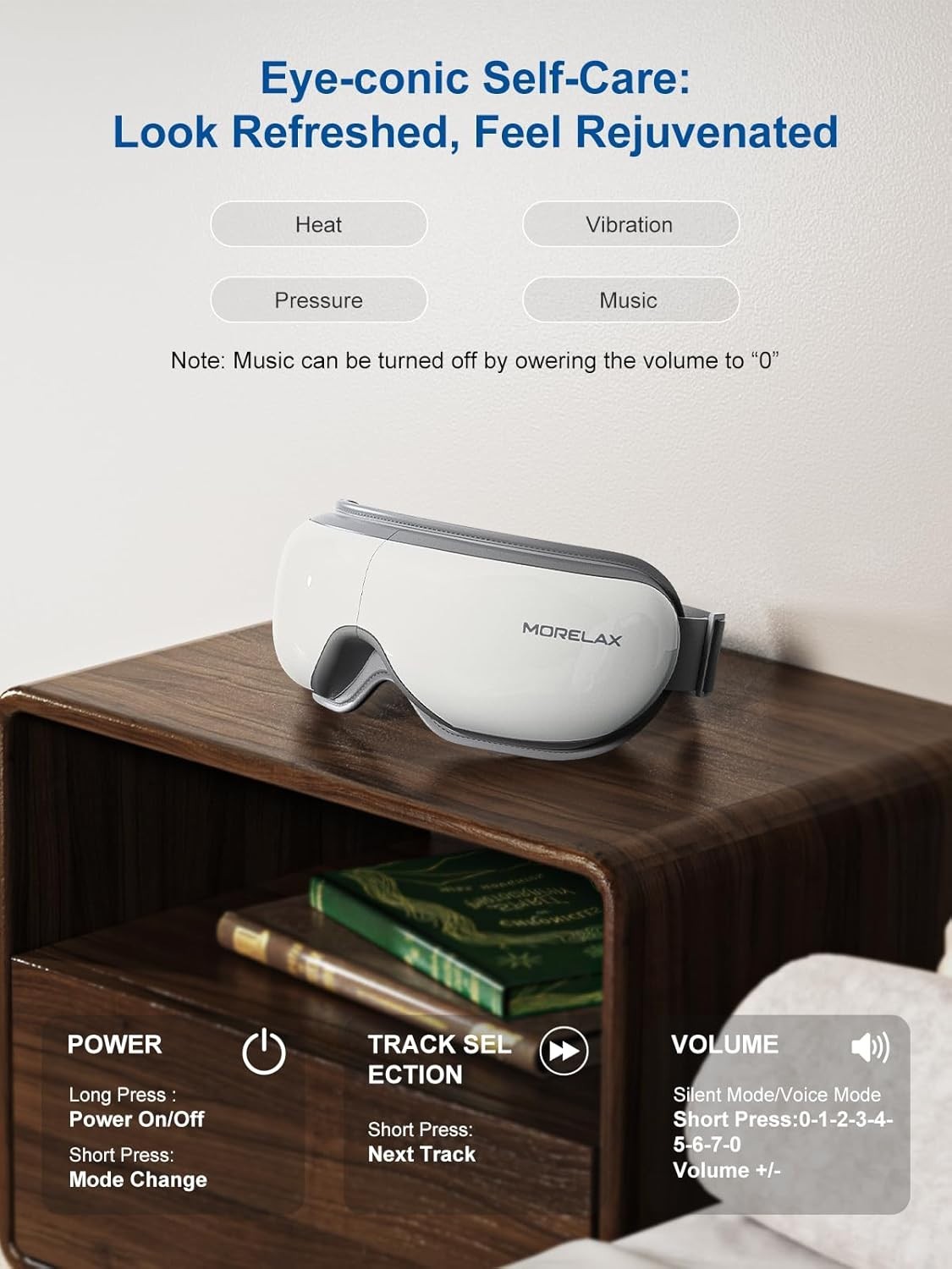 Heated Eye Massager Bluetooth Music Sleep Mask Headache Relief