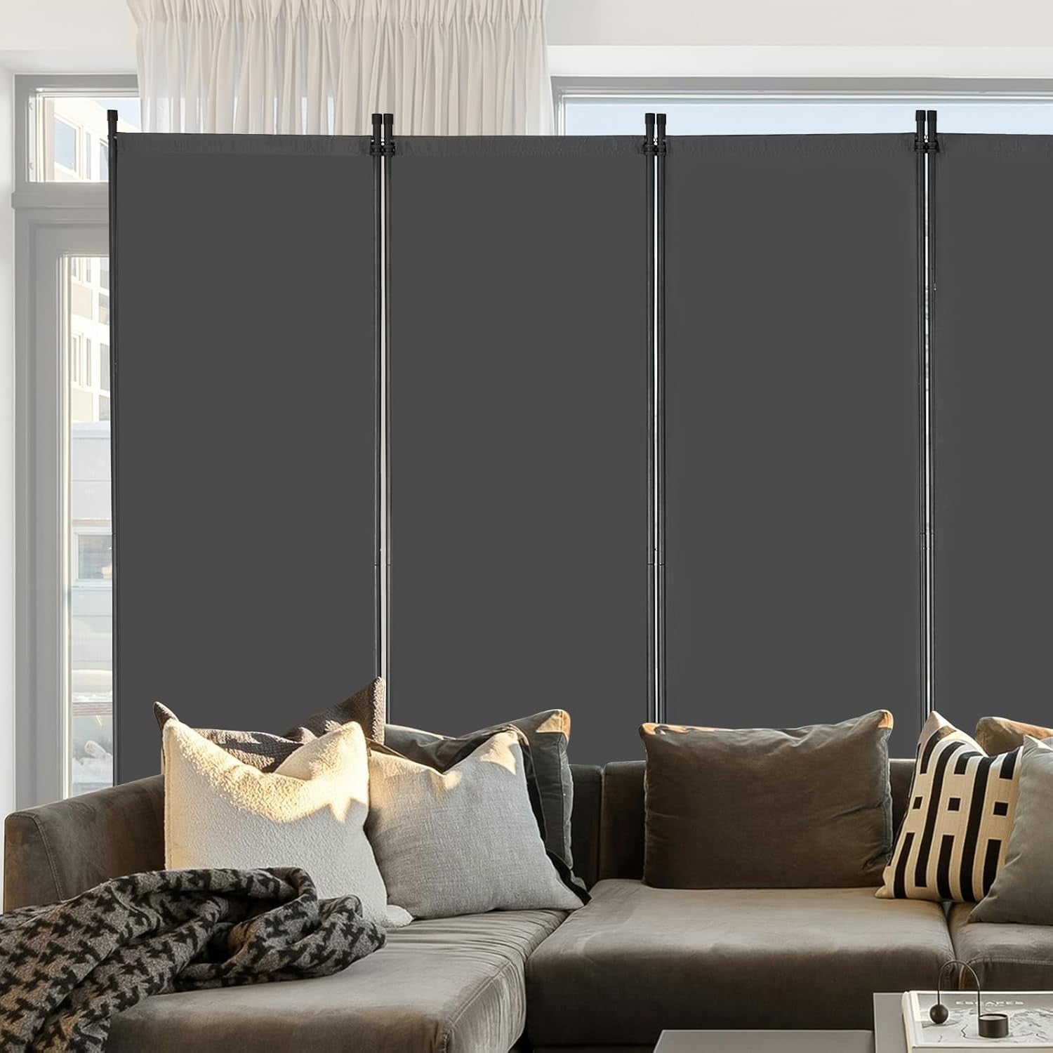 6 Panel Folding Room Divider Privacy Screen – Freestanding Partition Wall for Ho