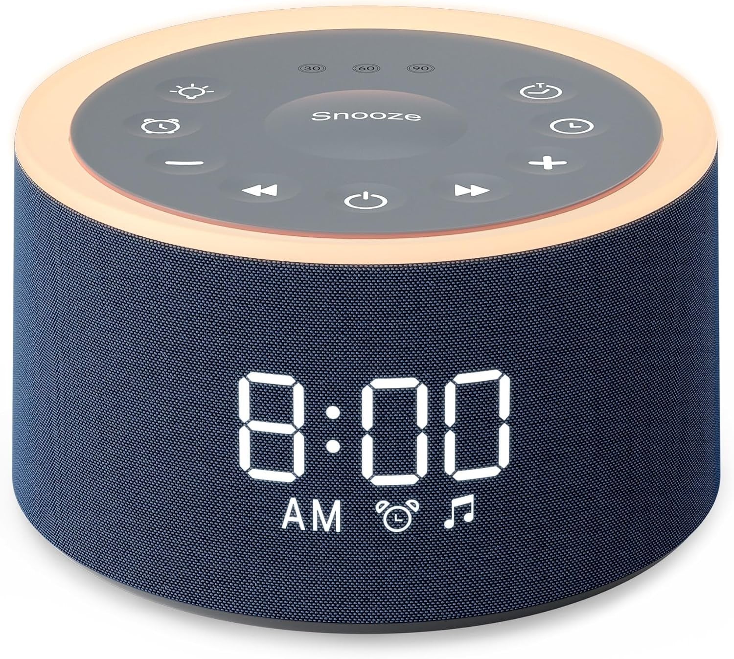 Blue White Noise Machine Alarm Clock Night Light 29 Sounds Dimmable