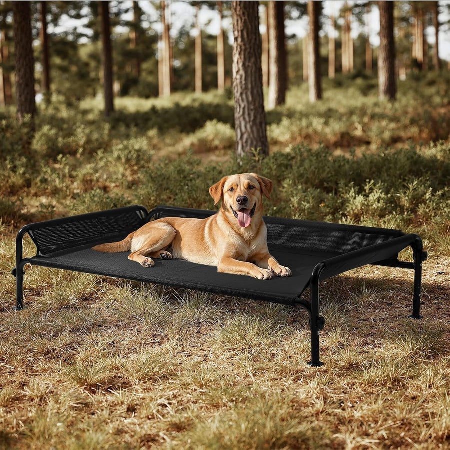 Elevated Dog Bed Large 124x77x31cm Outdoor Cooling Cot Black