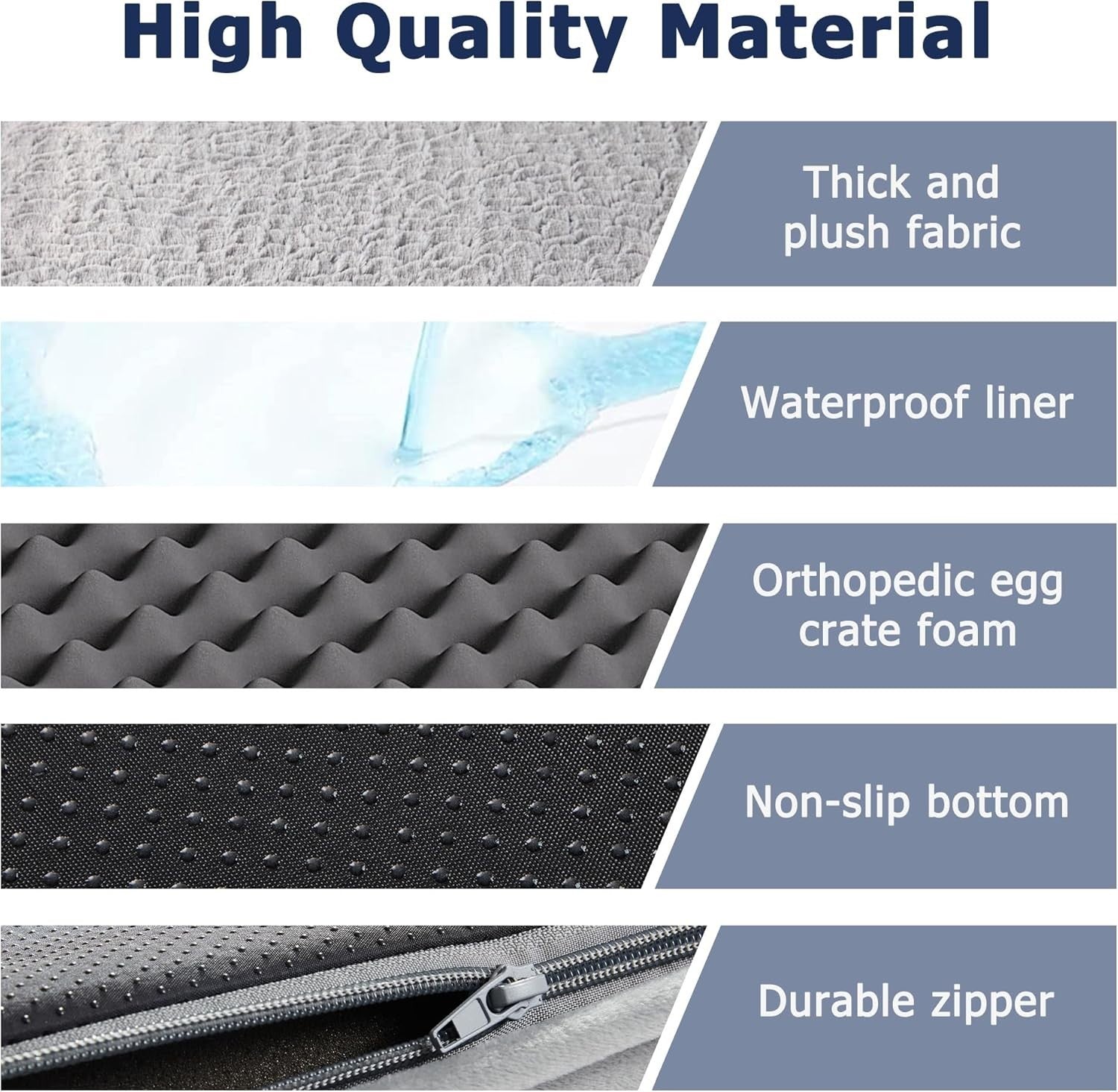 Large Orthopedic Dog Bed 106x76cm U-Shape Bolster Grey