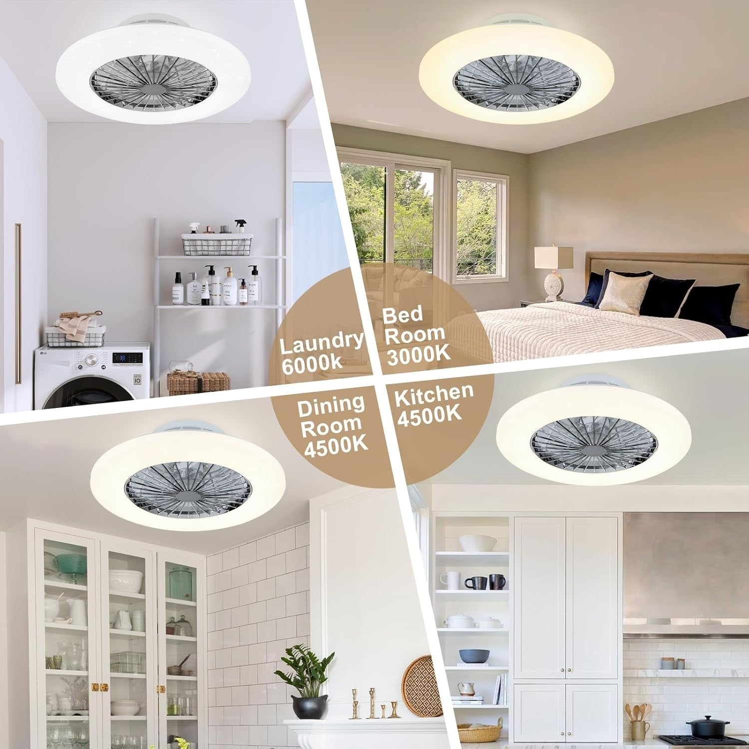 PADMA 50CM Ceiling Fan with Light, 30W LED, Remote, Dimmable, Quiet